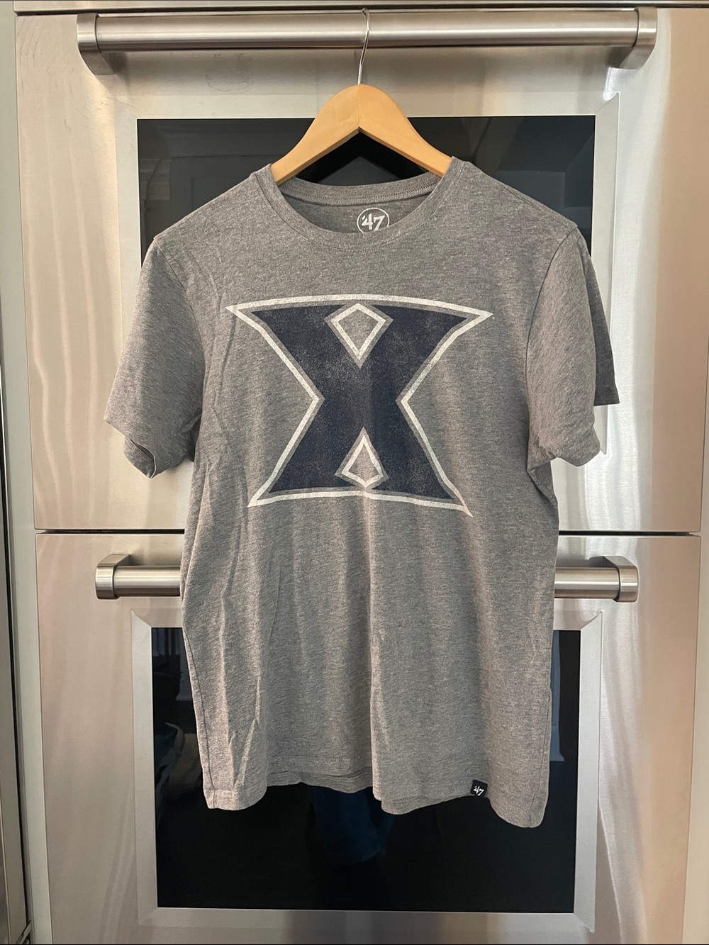 47 Men's Gray Tee with Navy Xavier 'X' Graphic